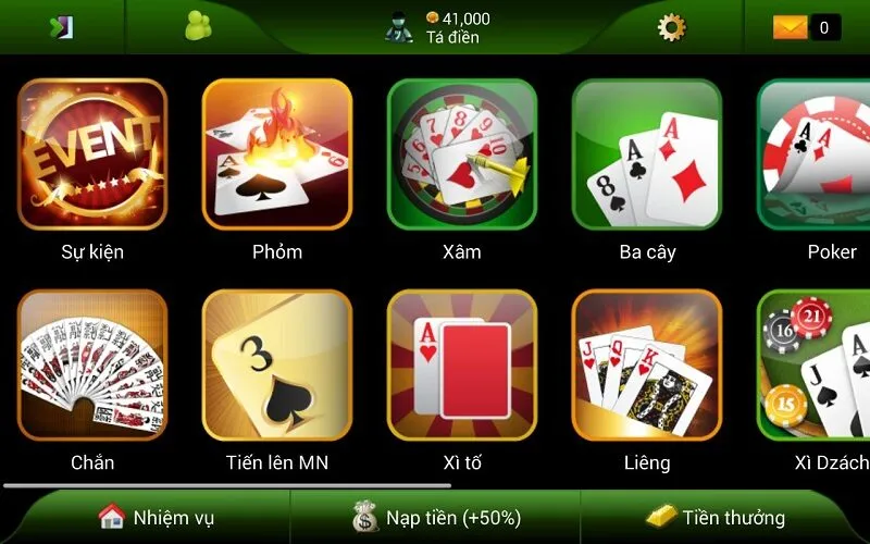 Các game bài nổi bật tại sảnh Rikvip Vb88